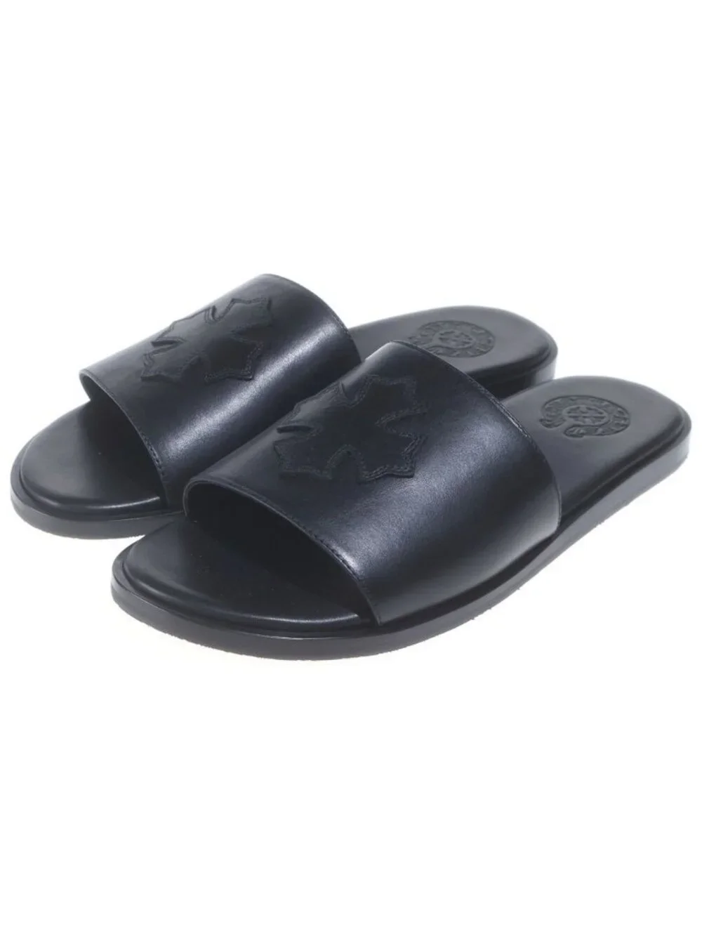 Chrome Hearts CH Slide Leather CH Plus Patch Sandals Black